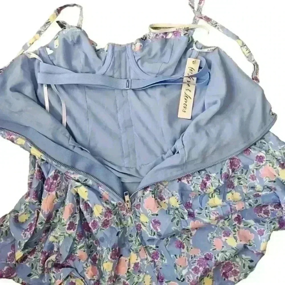 For Love And Lemons Womens Blue Charlene Mini Dress S - Picture 10 of 15